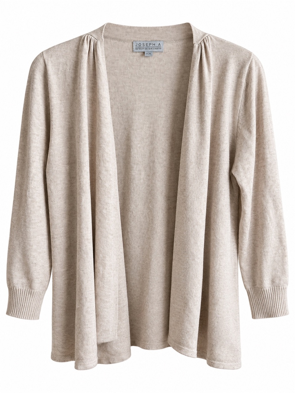 Joseph A. Vintage Beige Open-Front Draped Cardigan Sweater Size S